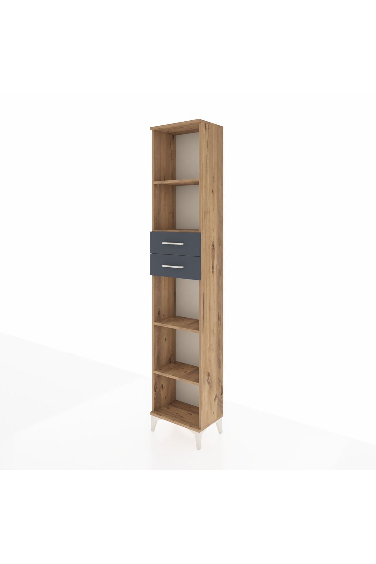 Arges Dolap 4 Raflı 2 Çekmeceli 44x30x221 Çam-Antrasit