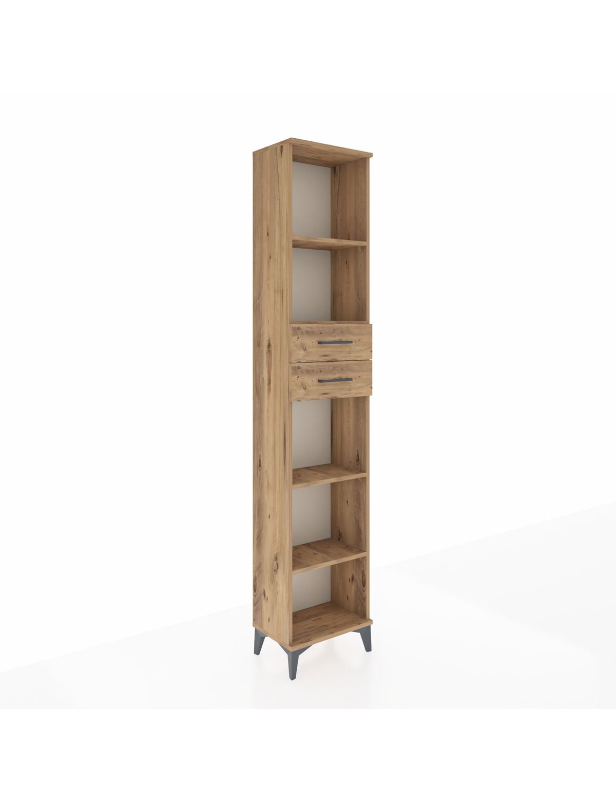 Arges Dolap 4 Raflı 2 Çekmeceli 44x30x221 Çam-Çam