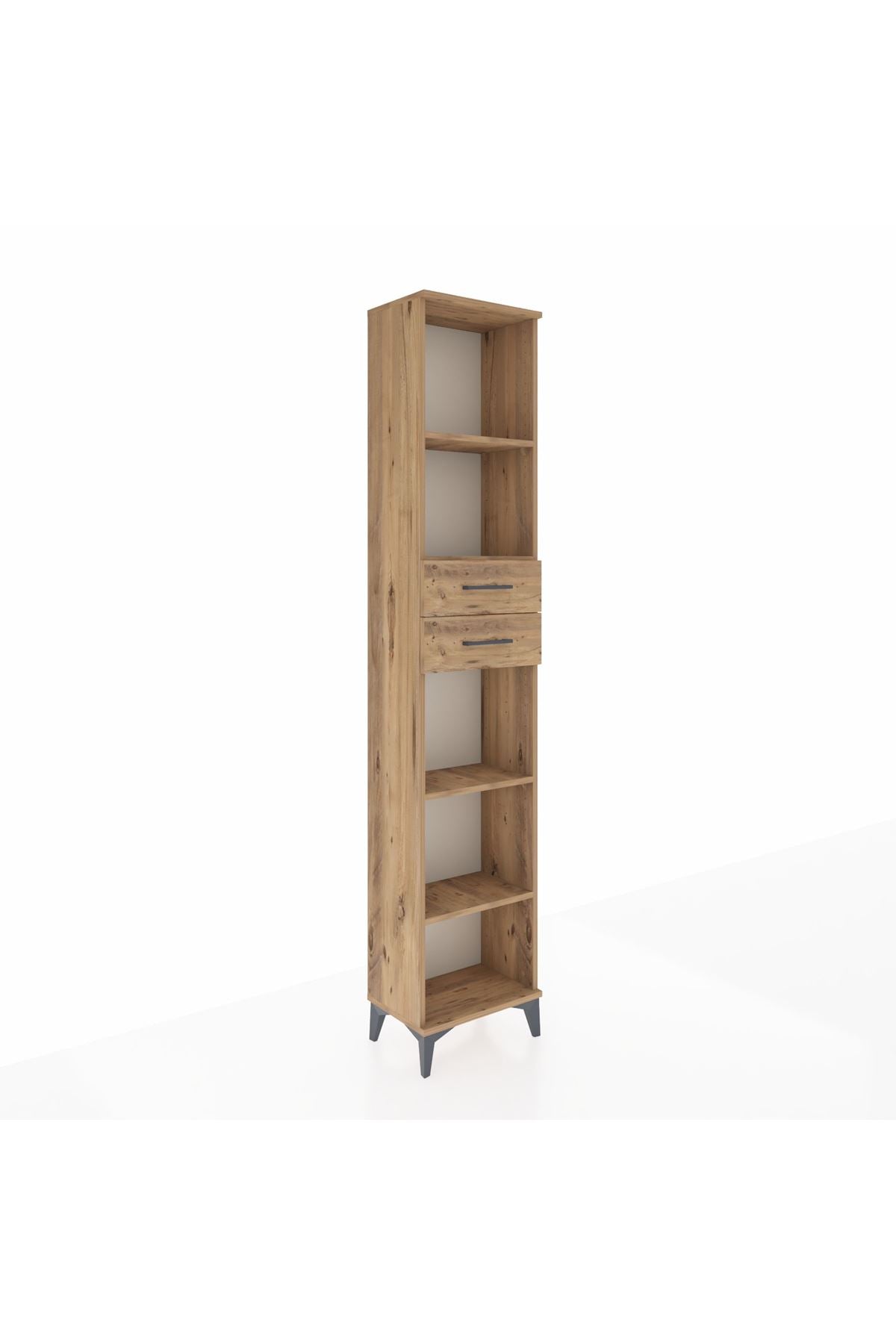 Arges Dolap 4 Raflı 2 Çekmeceli 44x30x221 Çam-Çam