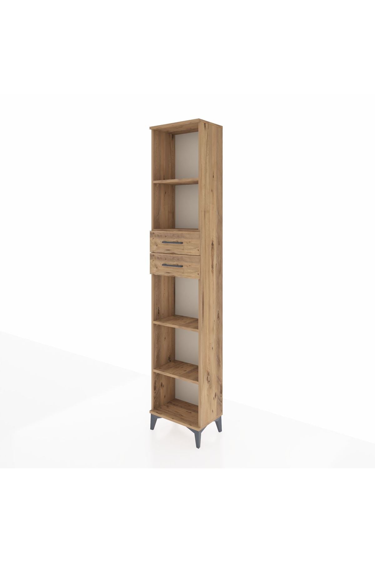 Arges Dolap 4 Raflı 2 Çekmeceli 44x30x221 Çam-Çam