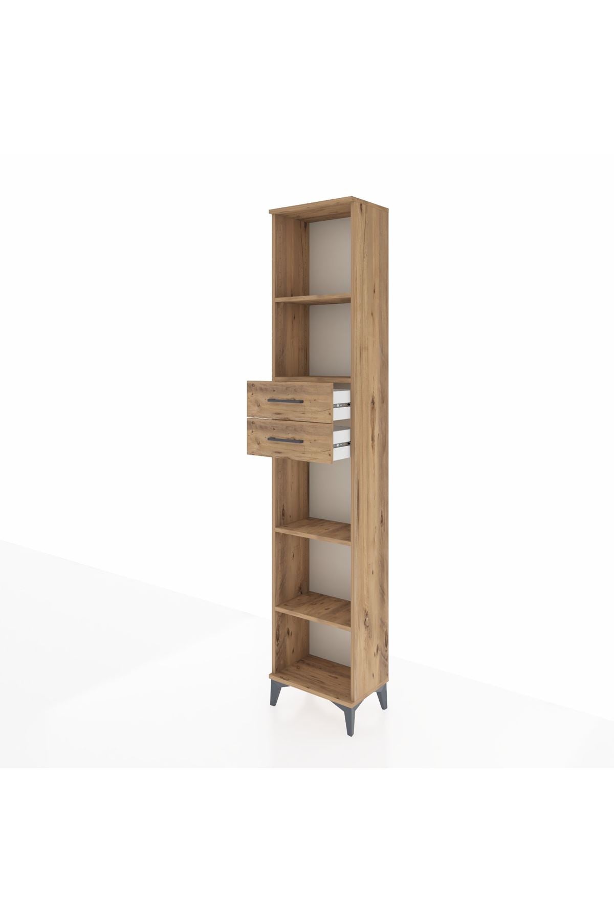 Arges Dolap 4 Raflı 2 Çekmeceli 44x30x221 Çam-Çam