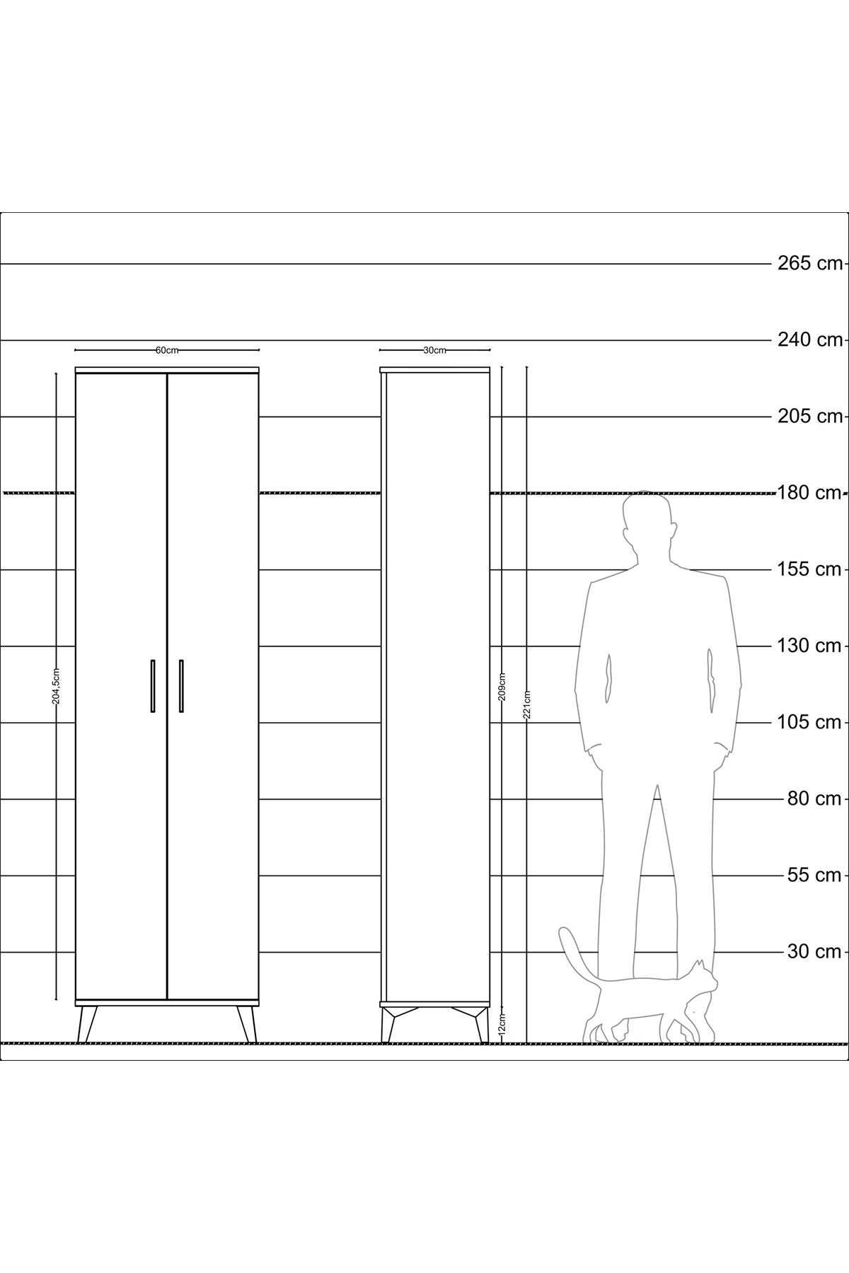 Arges Dolap 5 Raflı 2 Kapaklı 60x30x221 Aytaşı-Antrasit