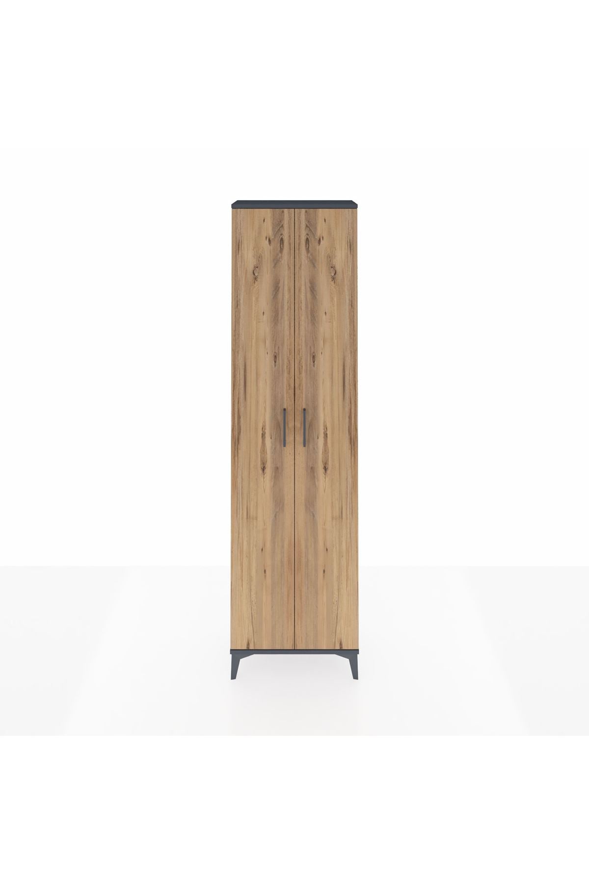 Arges Dolap 5 Raflı 2 Kapaklı 60x30x221 Antrasit-Çam