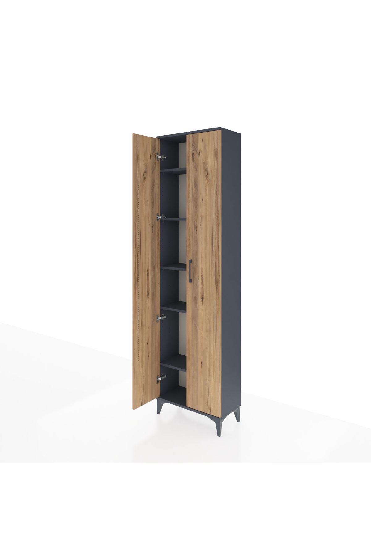 Arges Dolap 5 Raflı 2 Kapaklı 60x30x221 Antrasit-Çam