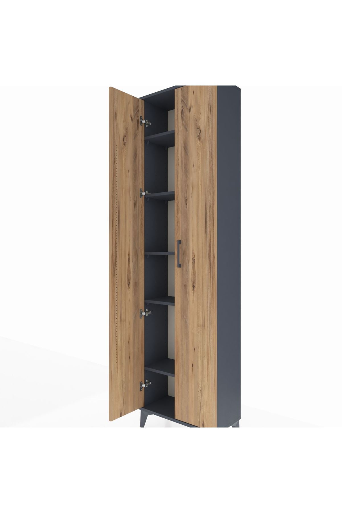 Arges Dolap 5 Raflı 2 Kapaklı 60x30x221 Antrasit-Çam