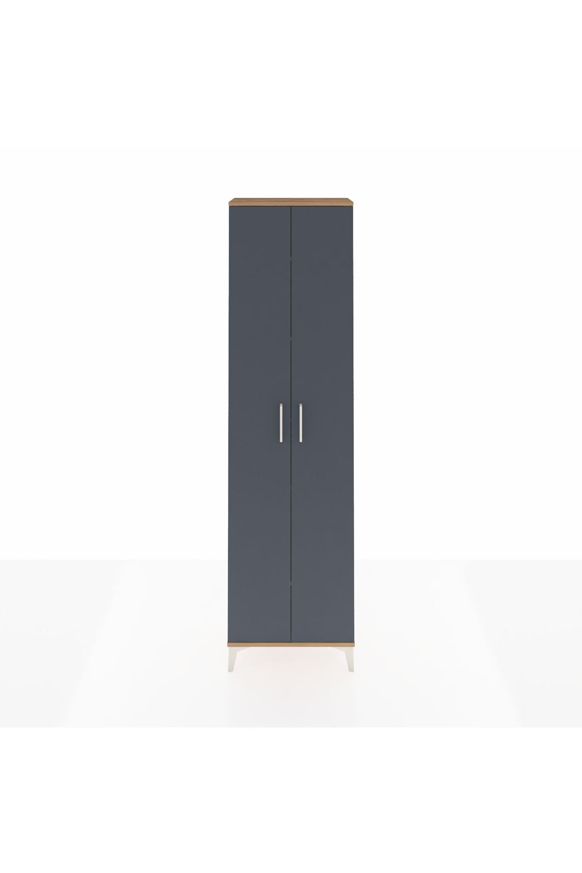 Arges Dolap 5 Raflı 2 Kapaklı 60x30x221 Çam-Antrasit