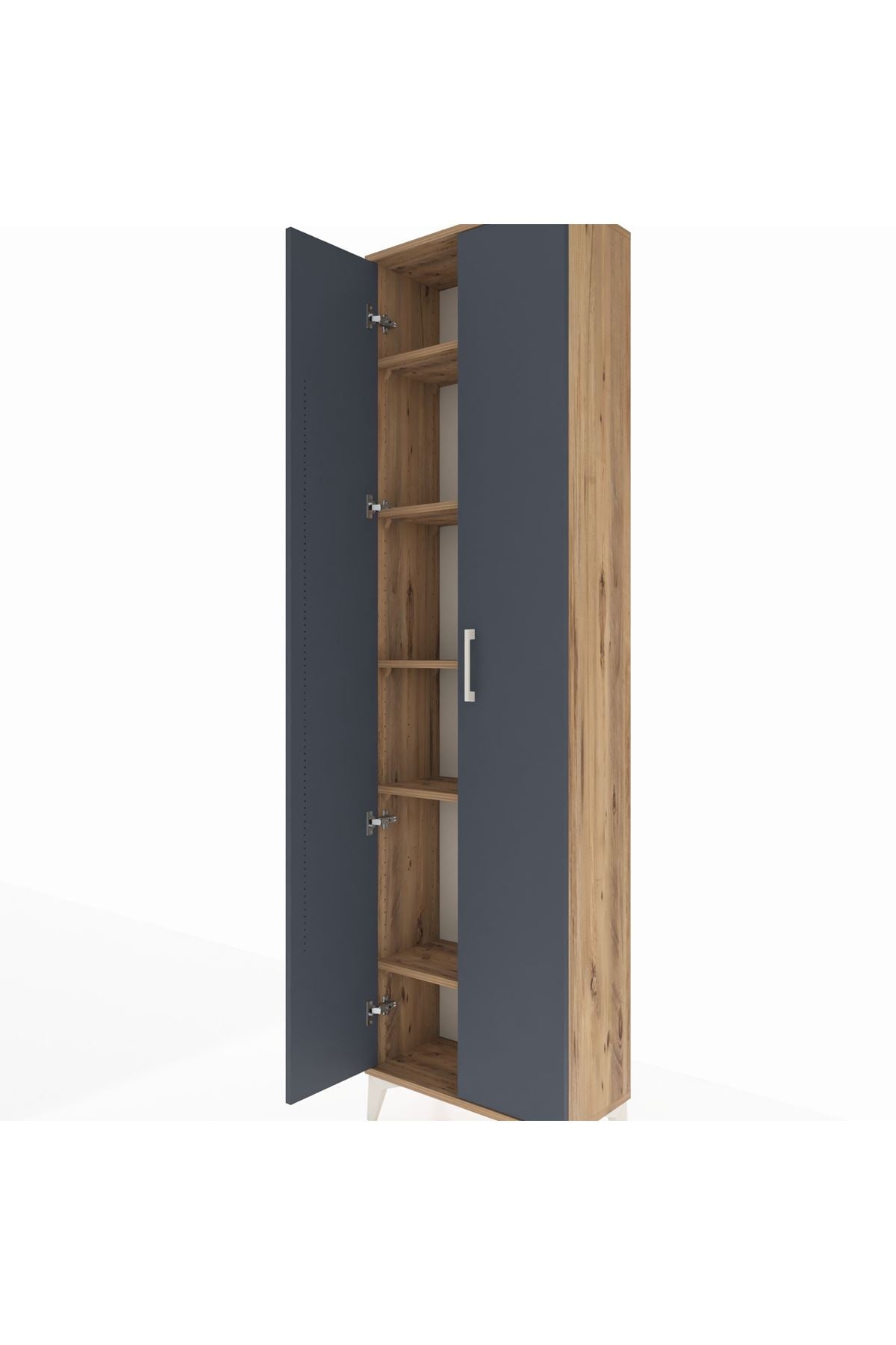 Arges Dolap 5 Raflı 2 Kapaklı 60x30x221 Çam-Antrasit