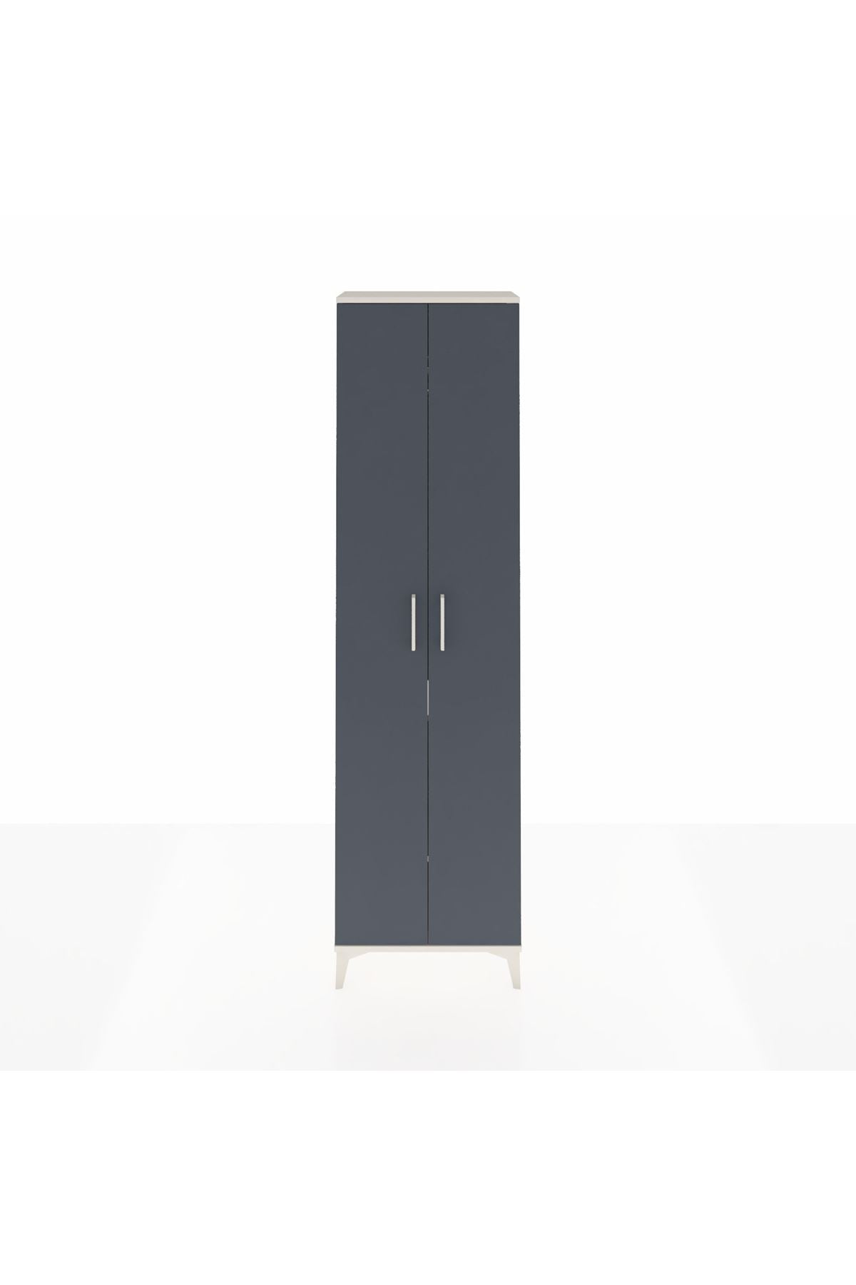 Arges Dolap 3 Raflı 2 Kapaklı Tek Askılı 60x30x221 Aytaşı-Antrasit