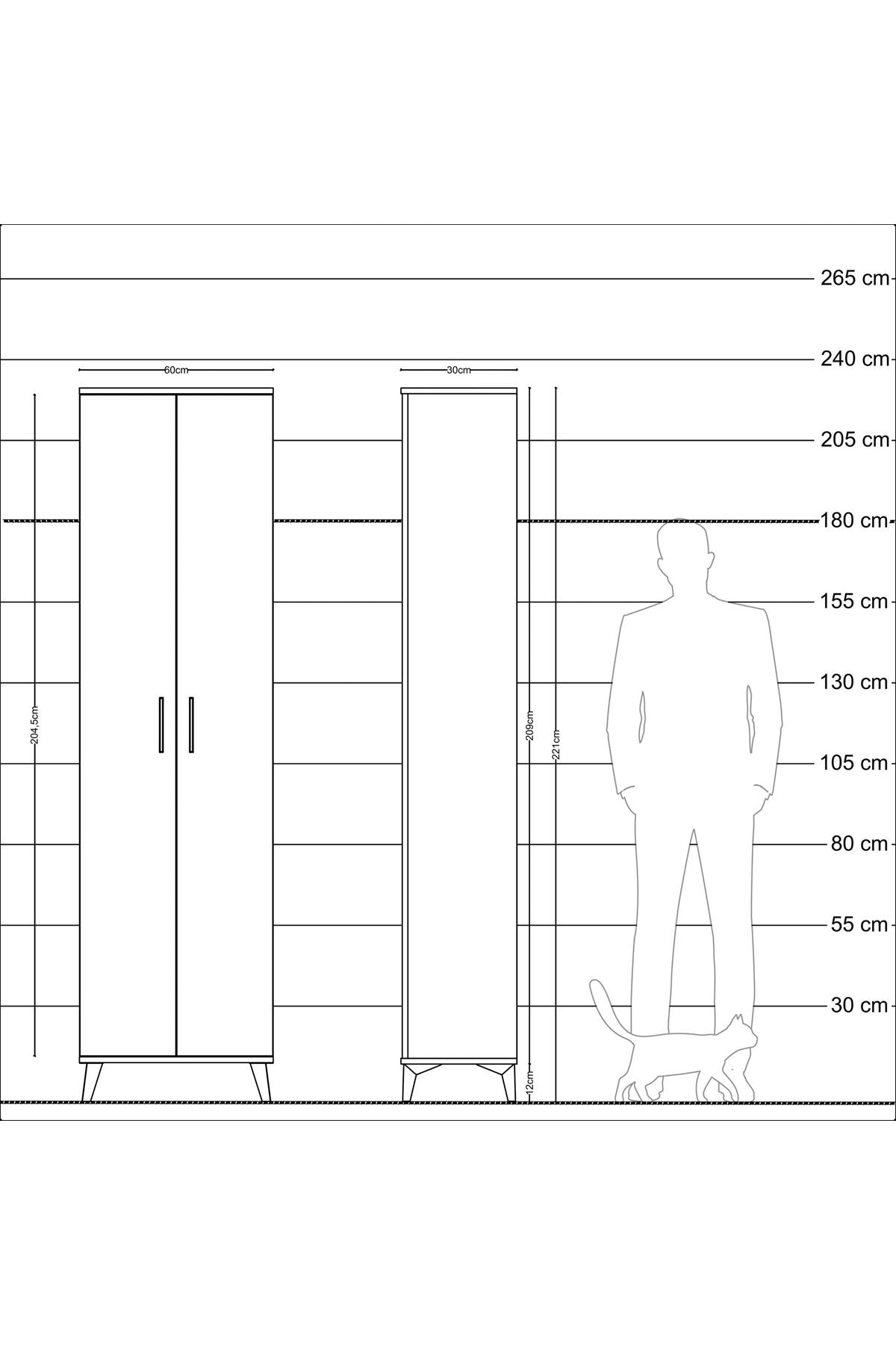 Arges Dolap 3 Raflı 2 Kapaklı Tek Askılı 60x30x221 Aytaşı-Aytaşı