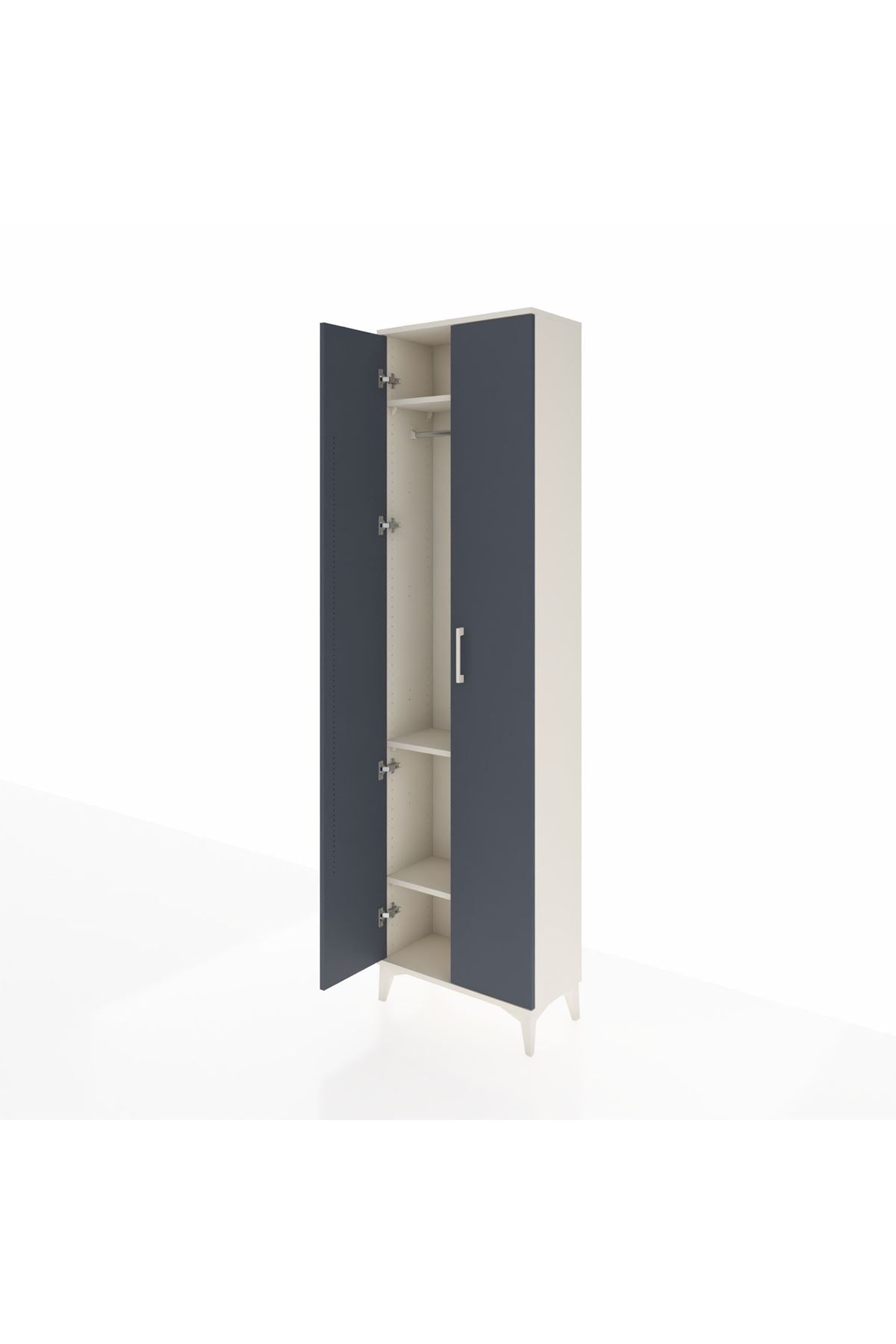 Arges Dolap 3 Raflı 2 Kapaklı Tek Askılı 60x30x221 Aytaşı-Antrasit