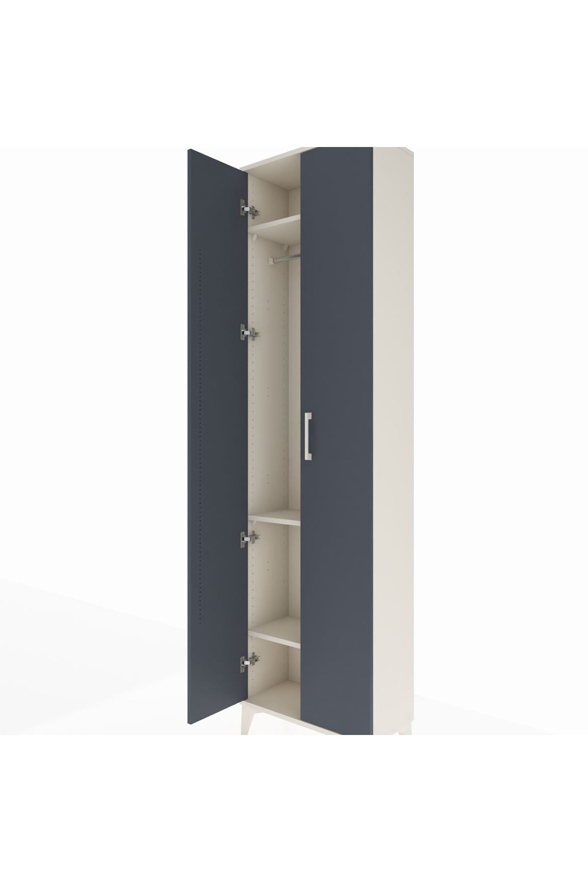 Arges Dolap 3 Raflı 2 Kapaklı Tek Askılı 60x30x221 Aytaşı-Antrasit