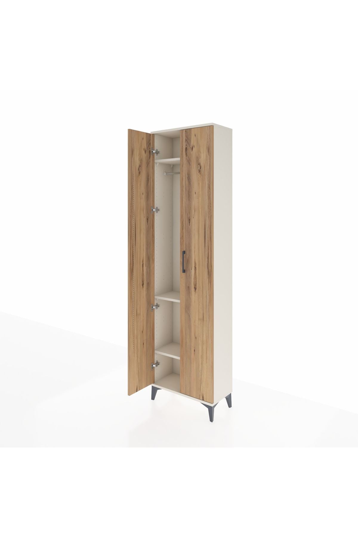 Arges Dolap 3 Raflı 2 Kapaklı Tek Askılı 60x30x221 Aytaşı-Çam