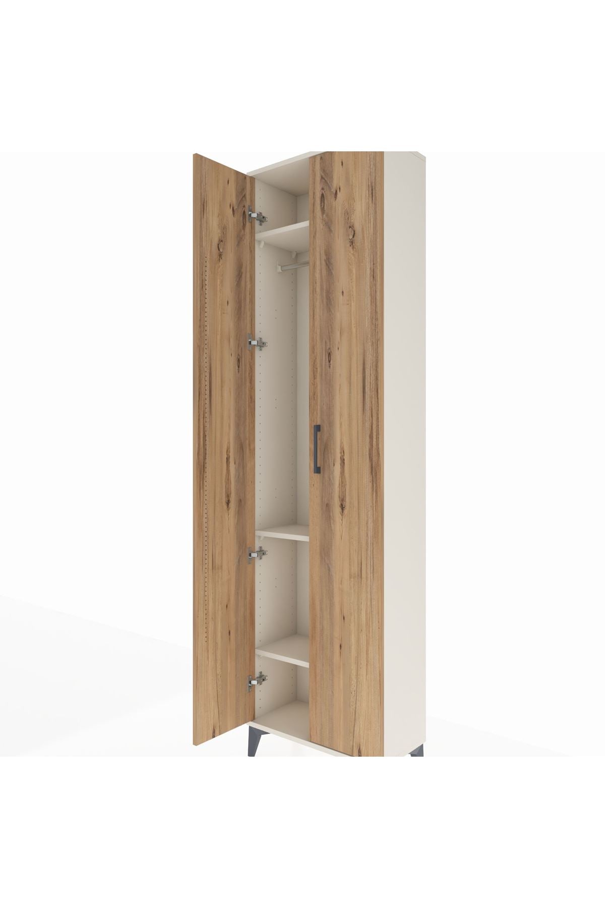 Arges Dolap 3 Raflı 2 Kapaklı Tek Askılı 60x30x221 Aytaşı-Çam