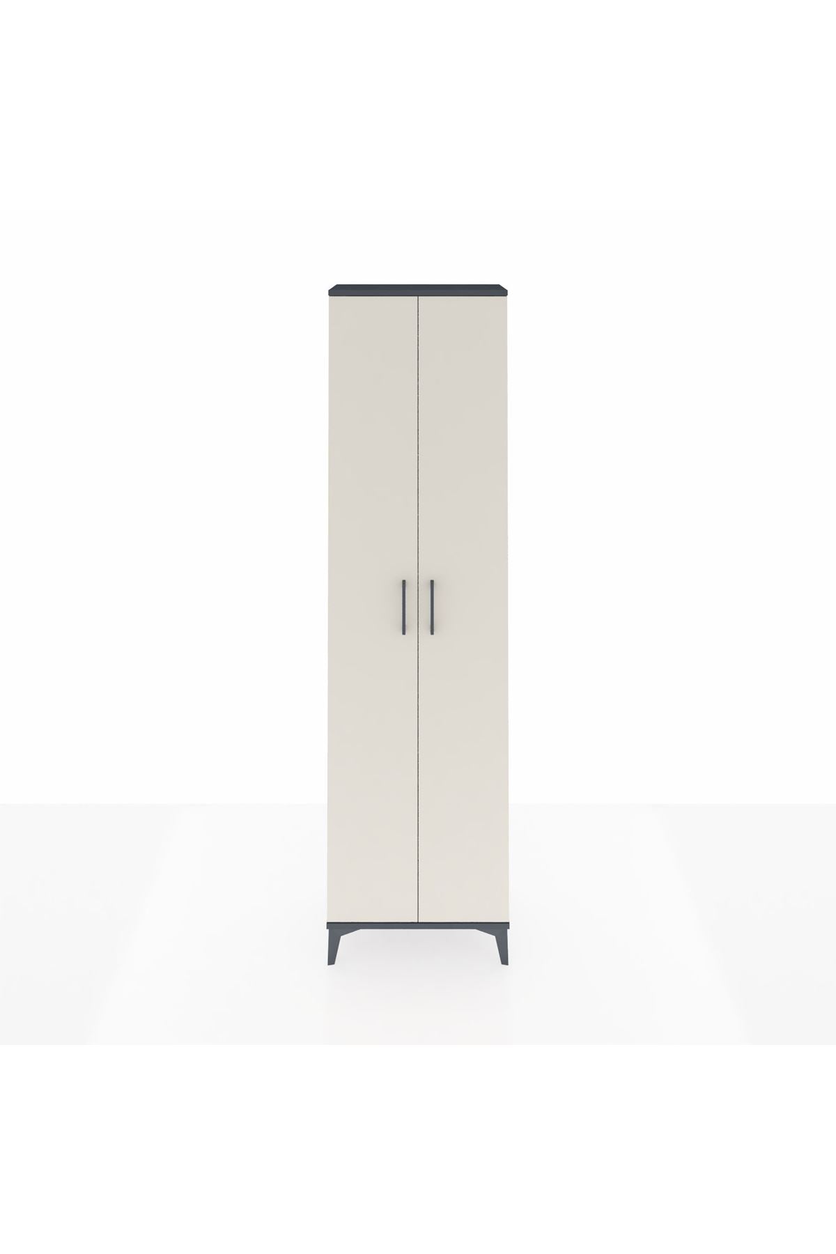 Arges Dolap 3 Raflı 2 Kapaklı Tek Askılı 60x30x221 Antrasit-Aytaşı