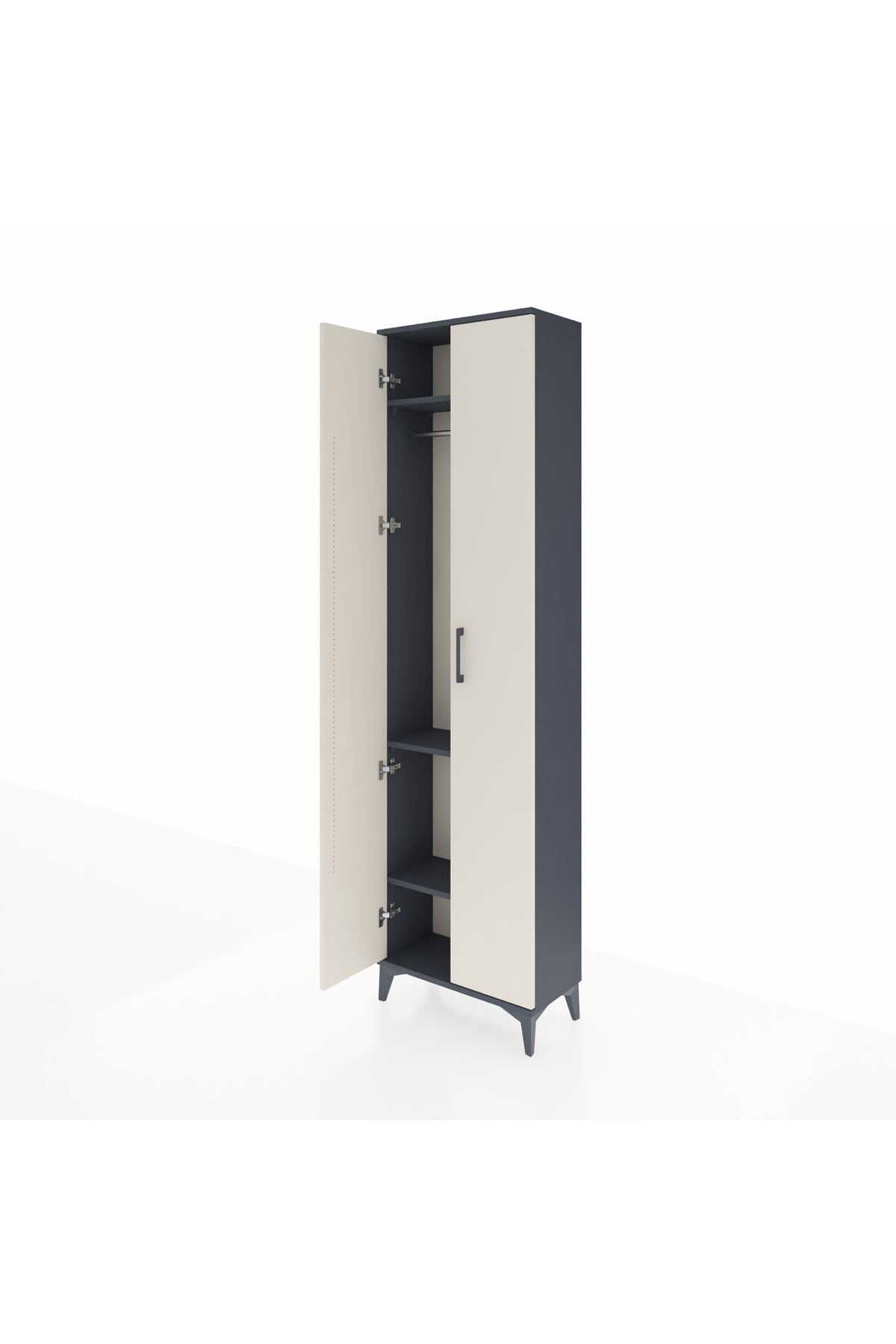 Arges Dolap 3 Raflı 2 Kapaklı Tek Askılı 60x30x221 Antrasit-Aytaşı