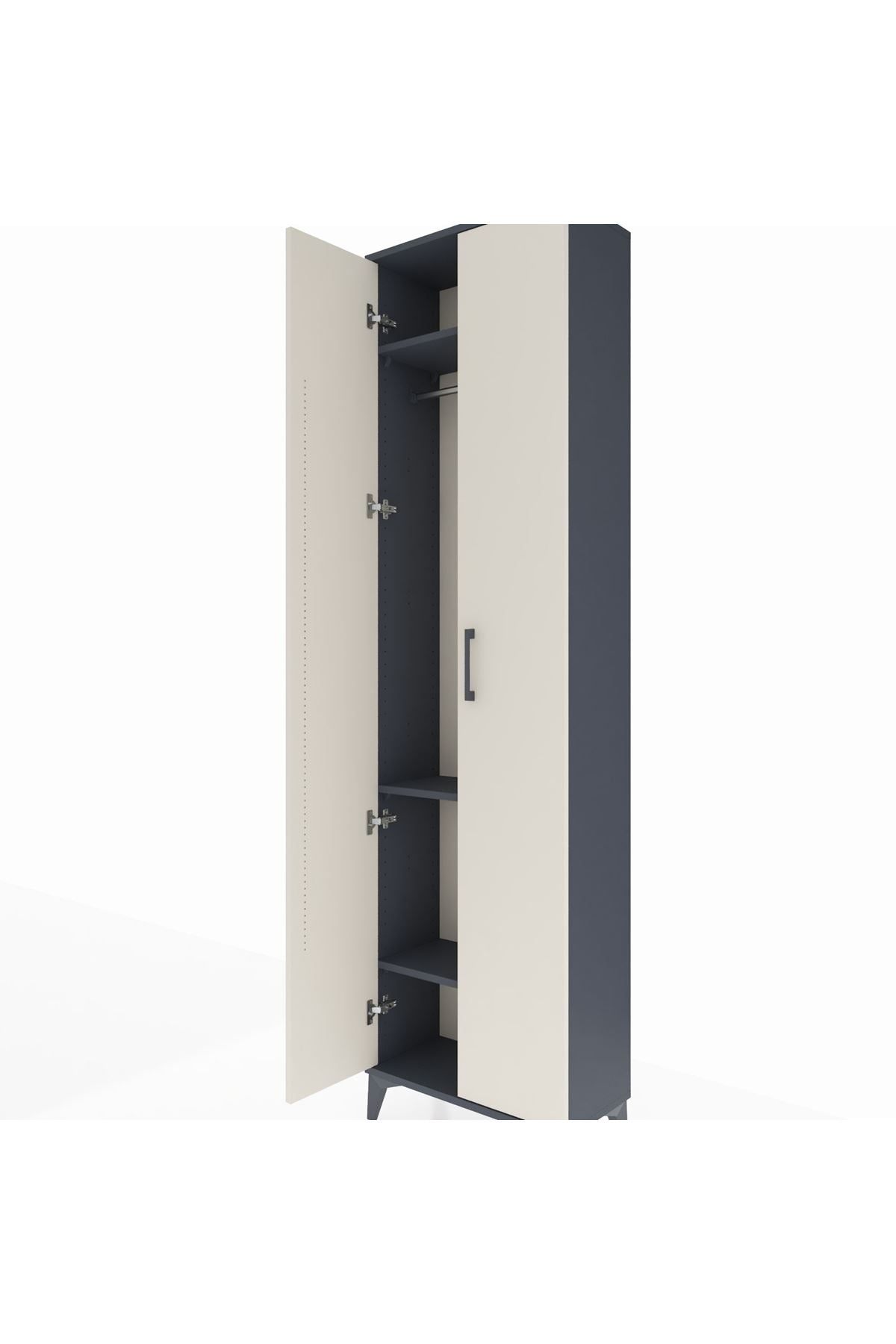 Arges Dolap 3 Raflı 2 Kapaklı Tek Askılı 60x30x221 Antrasit-Aytaşı