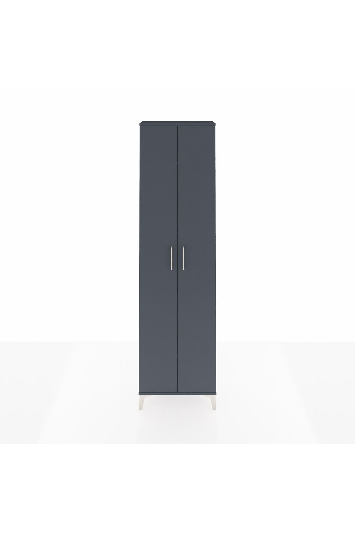 Arges Dolap 3 Raflı 2 Kapaklı Tek Askılı 60x30x221 Antrasit-Antrasit