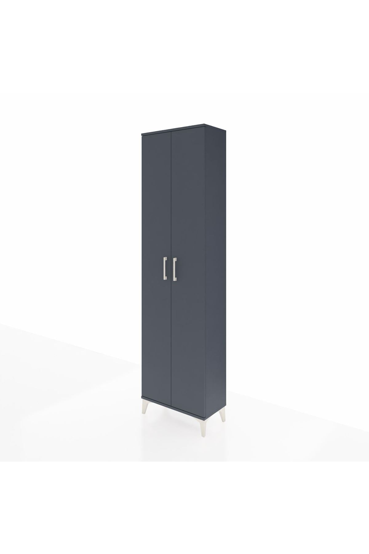 Arges Dolap 3 Raflı 2 Kapaklı Tek Askılı 60x30x221 Antrasit-Antrasit