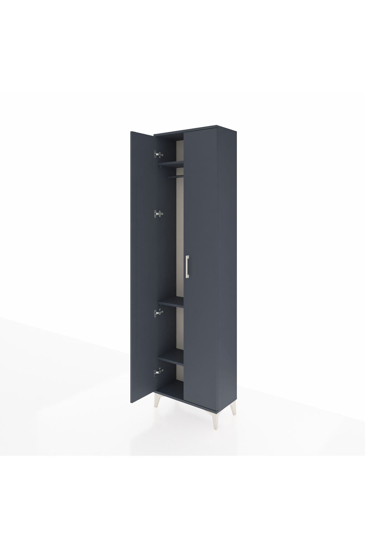 Arges Dolap 3 Raflı 2 Kapaklı Tek Askılı 60x30x221 Antrasit-Antrasit