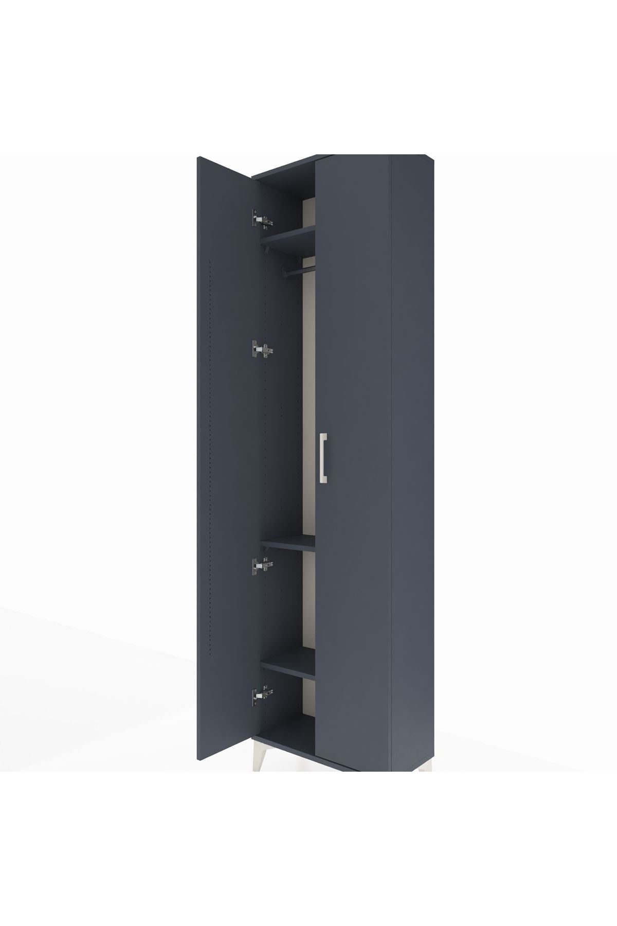 Arges Dolap 3 Raflı 2 Kapaklı Tek Askılı 60x30x221 Antrasit-Antrasit