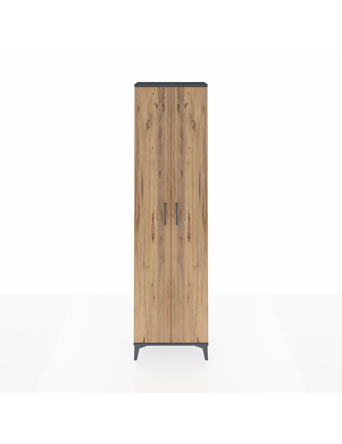 Arges Dolap 3 Raflı 2 Kapaklı Tek Askılı 60x30x221 Antrasit-Çam