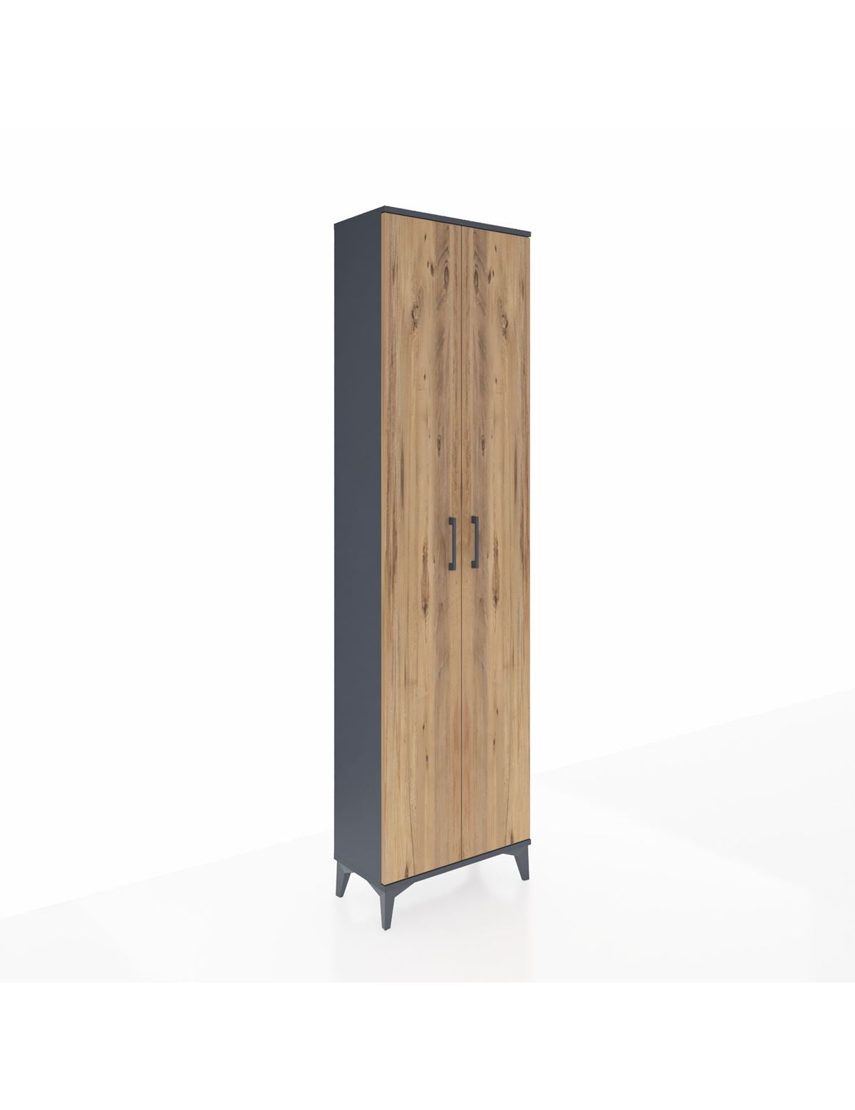 Arges Dolap 3 Raflı 2 Kapaklı Tek Askılı 60x30x221 Antrasit-Çam