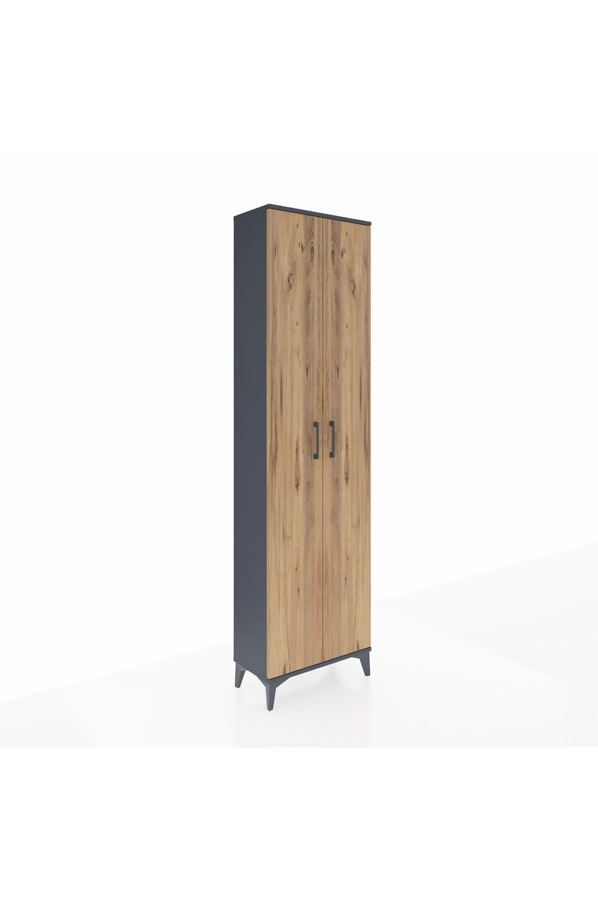 Arges Dolap 3 Raflı 2 Kapaklı Tek Askılı 60x30x221 Antrasit-Çam