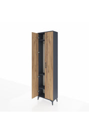 Arges Dolap 3 Raflı 2 Kapaklı Tek Askılı 60x30x221 Antrasit-Çam