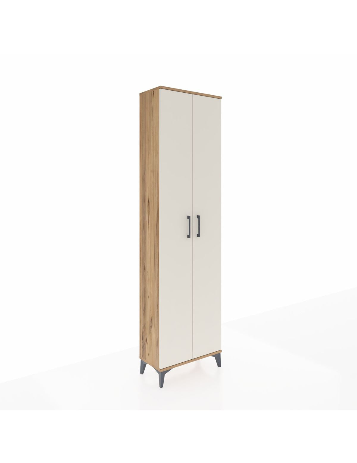 Arges Dolap 3 Raflı 2 Kapaklı Tek Askılı 60x30x221 Çam-Aytaşı