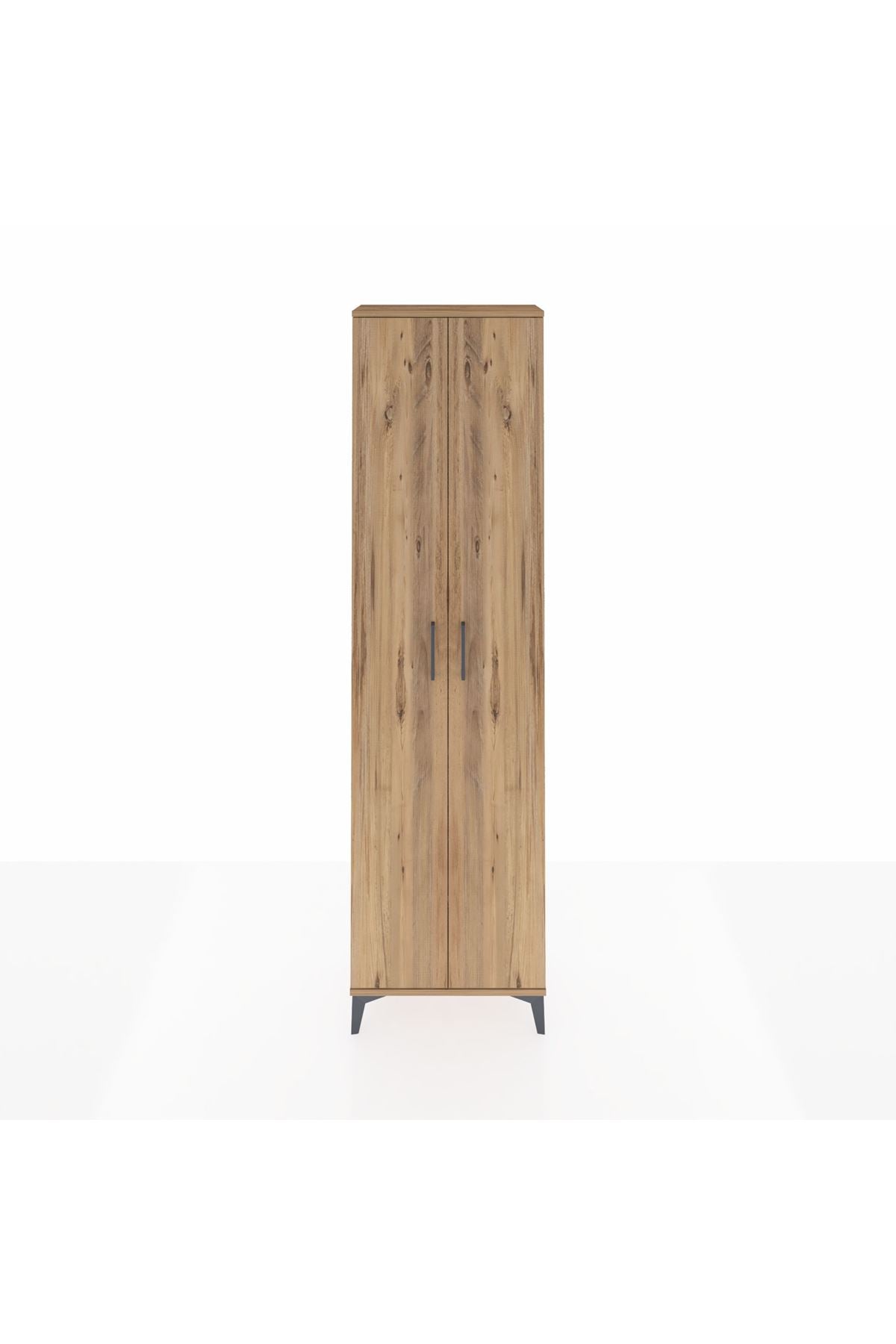 Arges Dolap 3 Raflı 2 Kapaklı Tek Askılı 60x30x221 Çam-Çam