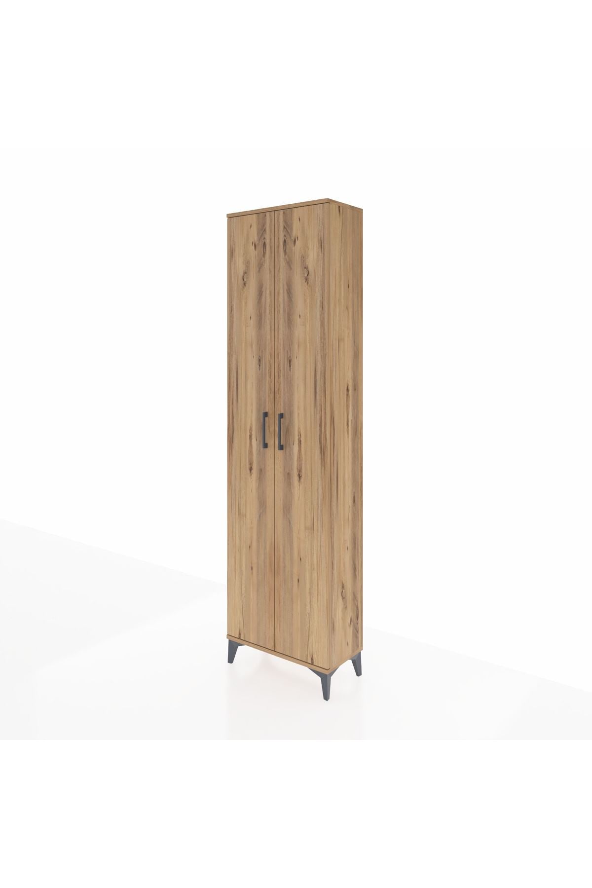 Arges Dolap 3 Raflı 2 Kapaklı Tek Askılı 60x30x221 Çam-Çam