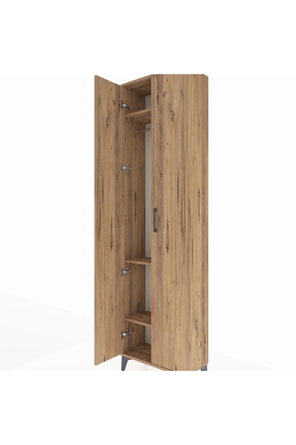 Arges Dolap 3 Raflı 2 Kapaklı Tek Askılı 60x30x221 Çam-Çam