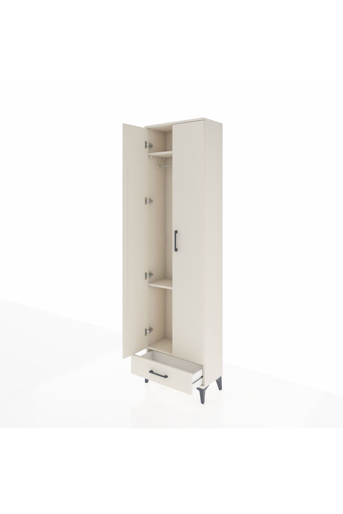 Arges Dolap 3 Raflı Tek Çekmeceli Tek Askılı 60x30x221 Aytaşı-Aytaşı