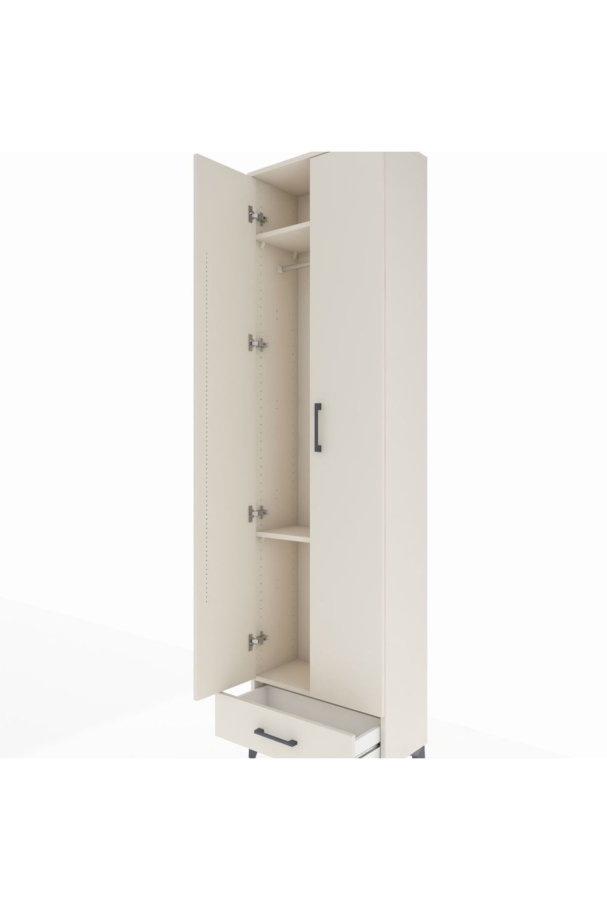 Arges Dolap 3 Raflı Tek Çekmeceli Tek Askılı 60x30x221 Aytaşı-Aytaşı