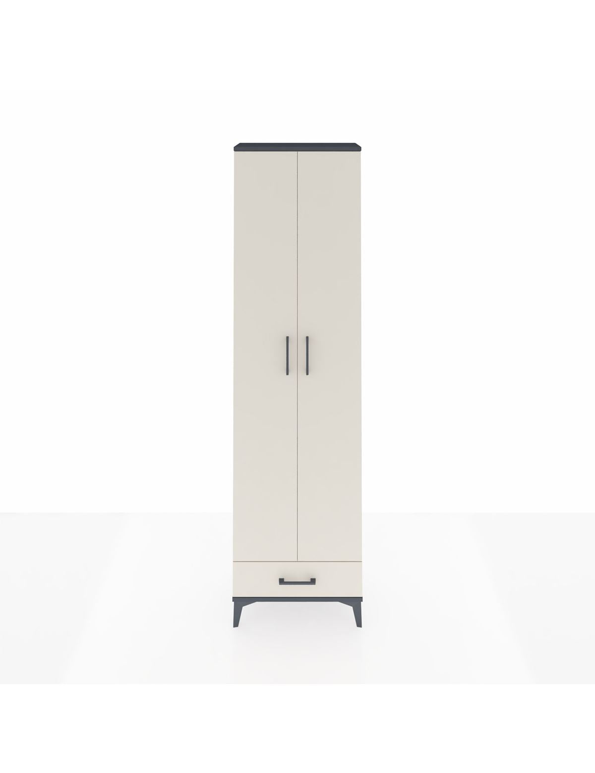 Arges Dolap 3 Raflı Tek Çekmeceli Tek Askılı 60x30x221 Antrasit-Aytaşı