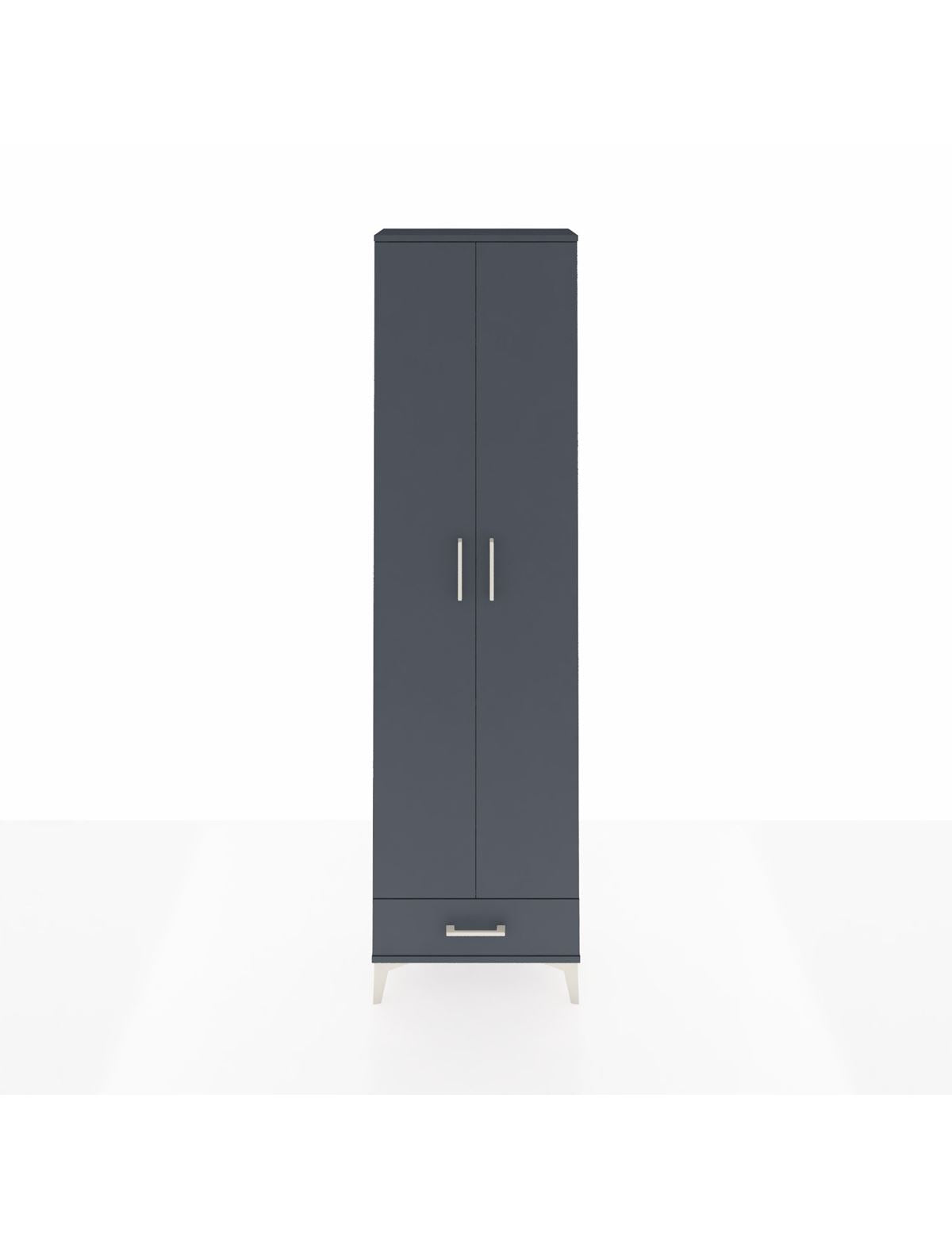 Arges Dolap 3 Raflı Tek Çekmeceli Tek Askılı 60x30x221 Antrasit-Antrasit