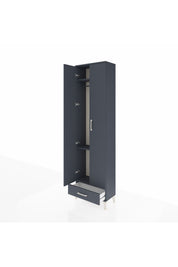 Arges Dolap 3 Raflı Tek Çekmeceli Tek Askılı 60x30x221 Antrasit-Antrasit