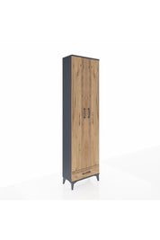 Arges Dolap 3 Raflı Tek Çekmeceli Tek Askılı 60x30x221 Antrasit-Çam