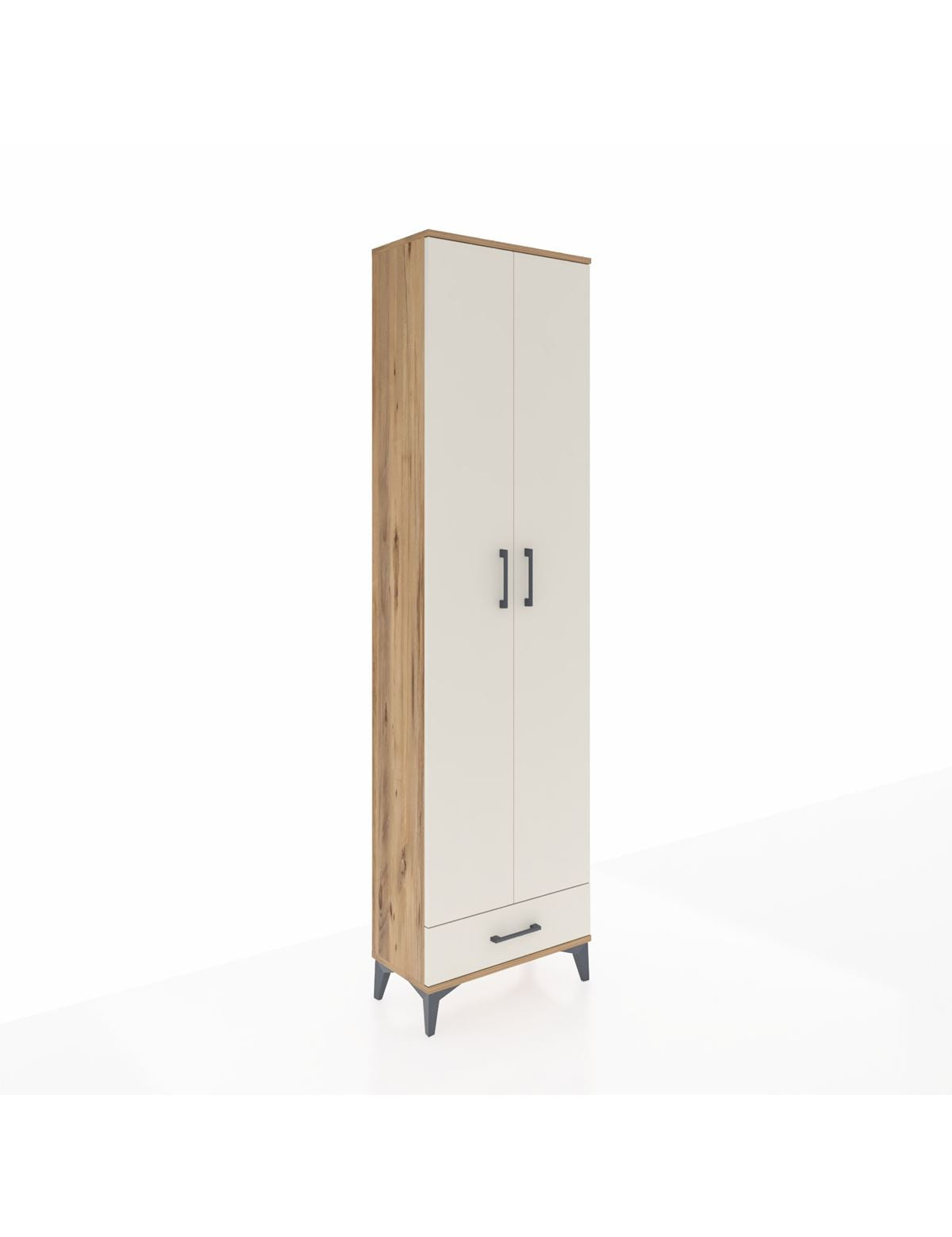 Arges Dolap 3 Raflı Tek Çekmeceli Tek Askılı 60x30x221 Çam-Aytaşı