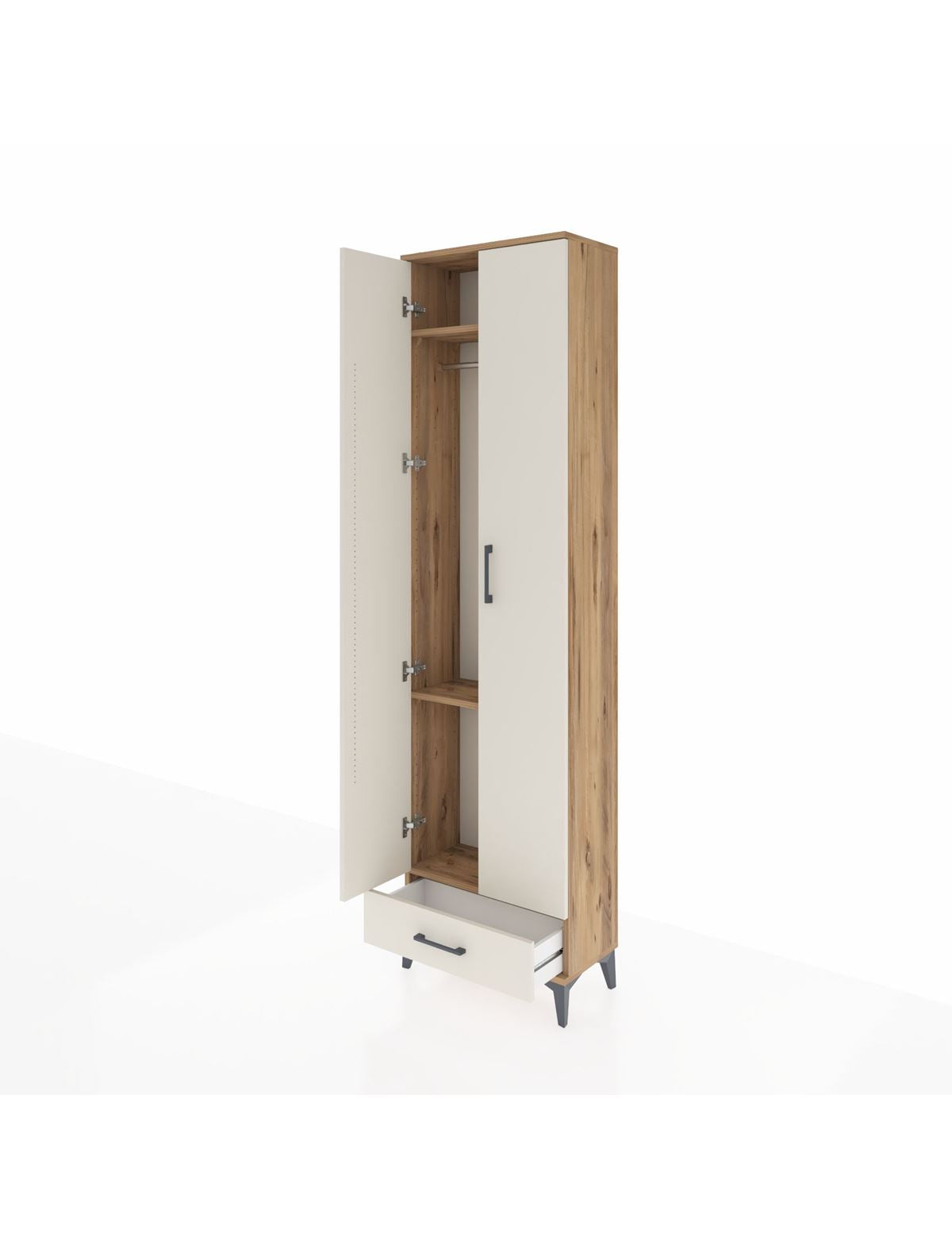 Arges Dolap 3 Raflı Tek Çekmeceli Tek Askılı 60x30x221 - S29M004V7A