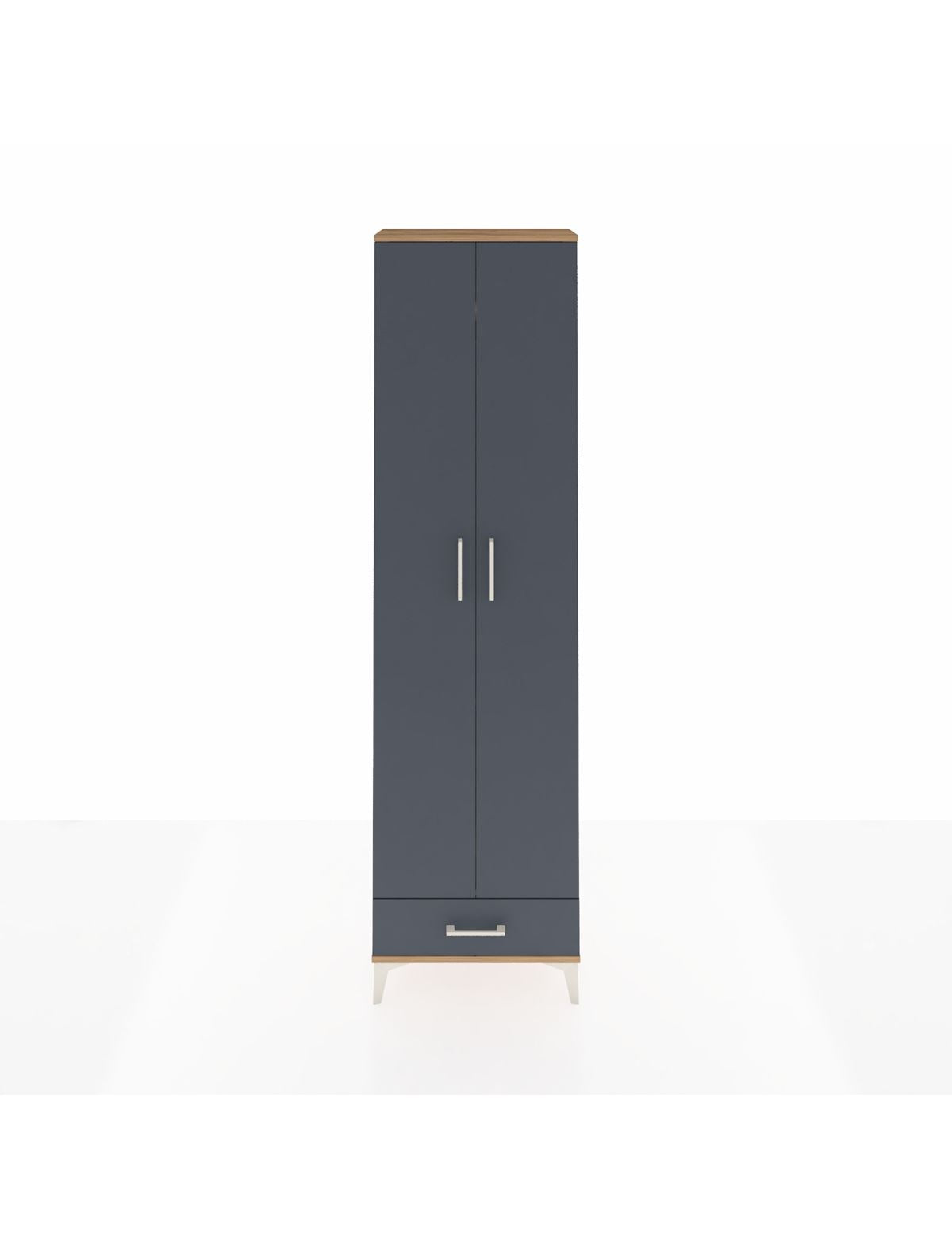 Arges Dolap 3 Raflı Tek Çekmeceli Tek Askılı 60x30x221 Çam-Antrasit