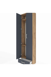 Arges Dolap 3 Raflı Tek Çekmeceli Tek Askılı 60x30x221 Çam-Antrasit