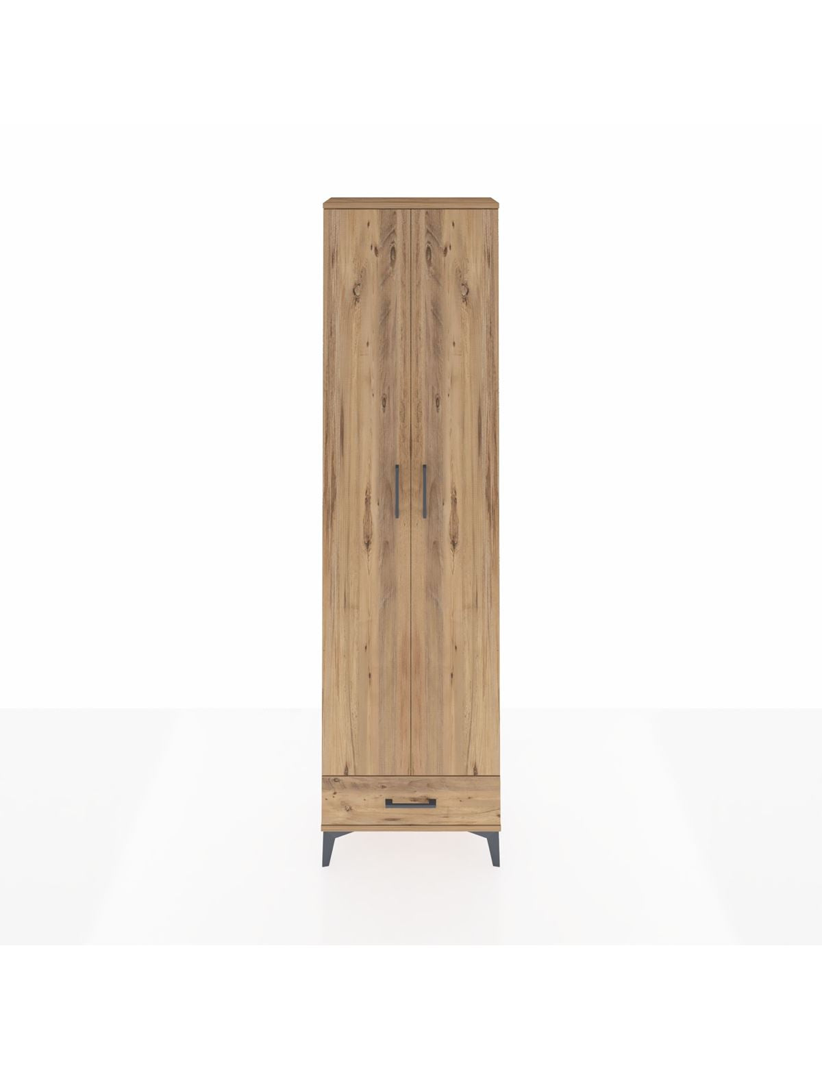 Arges Dolap 3 Raflı Tek Çekmeceli Tek Askılı 60x30x221 Çam-Çam