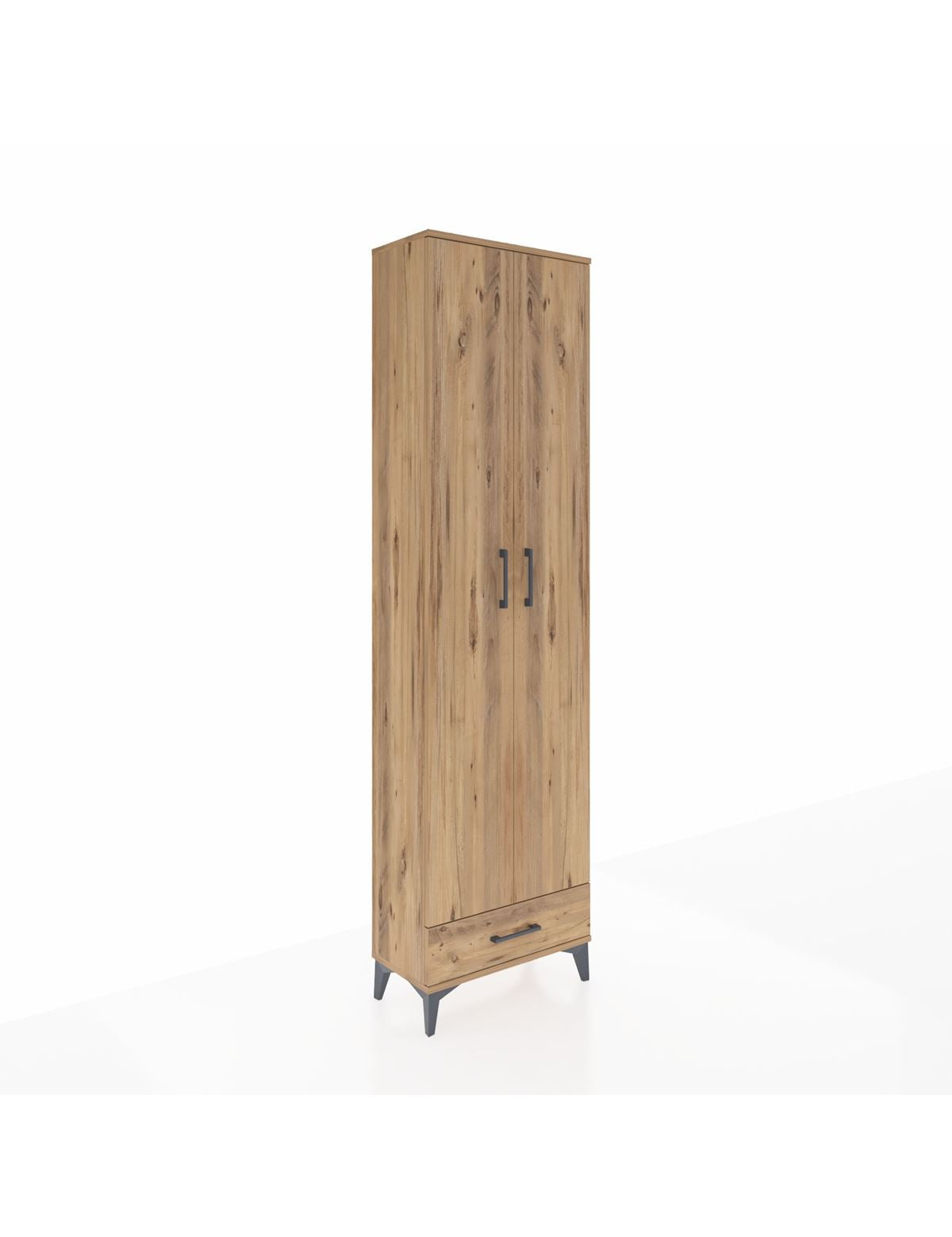 Arges Dolap 3 Raflı Tek Çekmeceli Tek Askılı 60x30x221 Çam-Çam