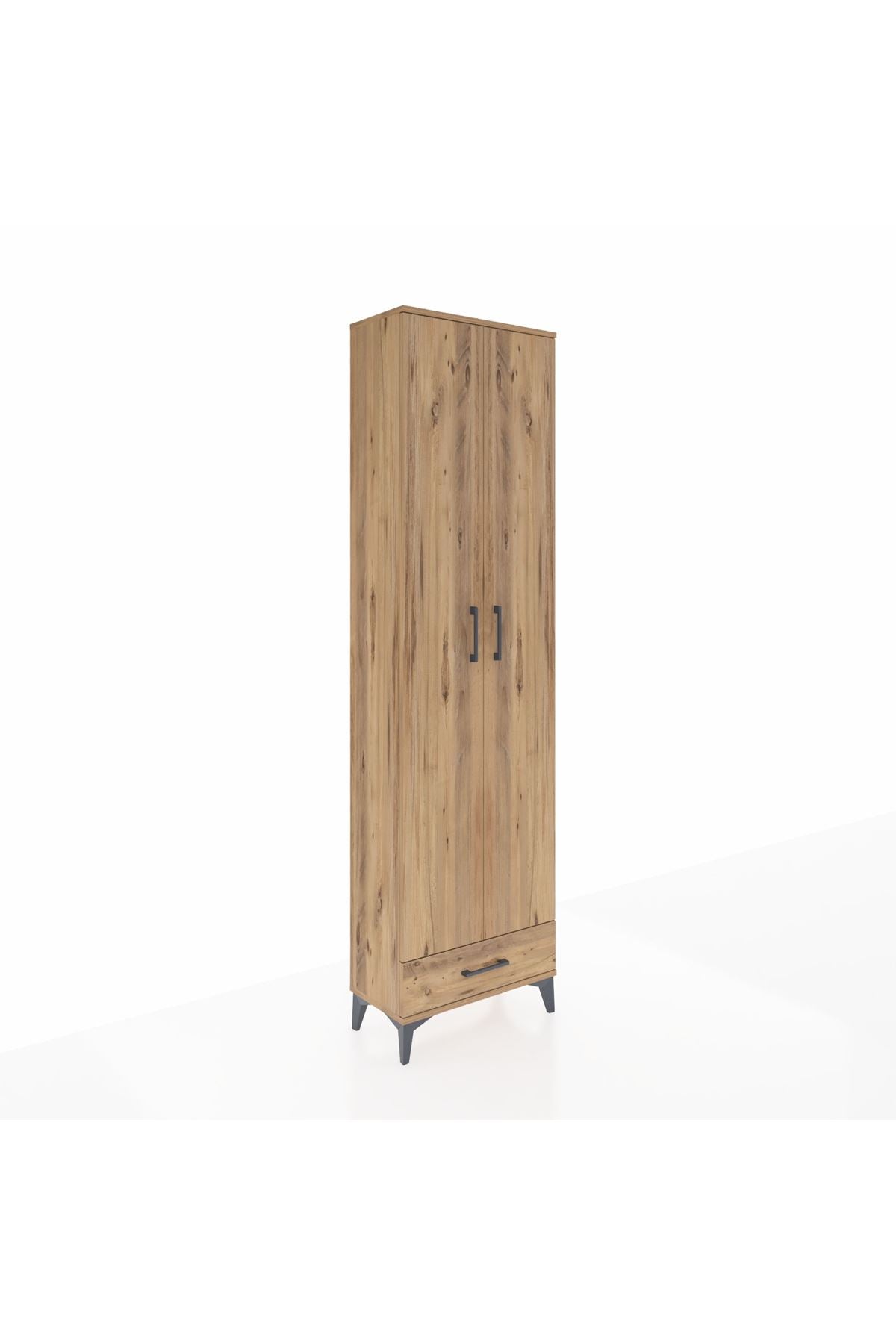 Arges Dolap 3 Raflı Tek Çekmeceli Tek Askılı 60x30x221 Çam-Çam