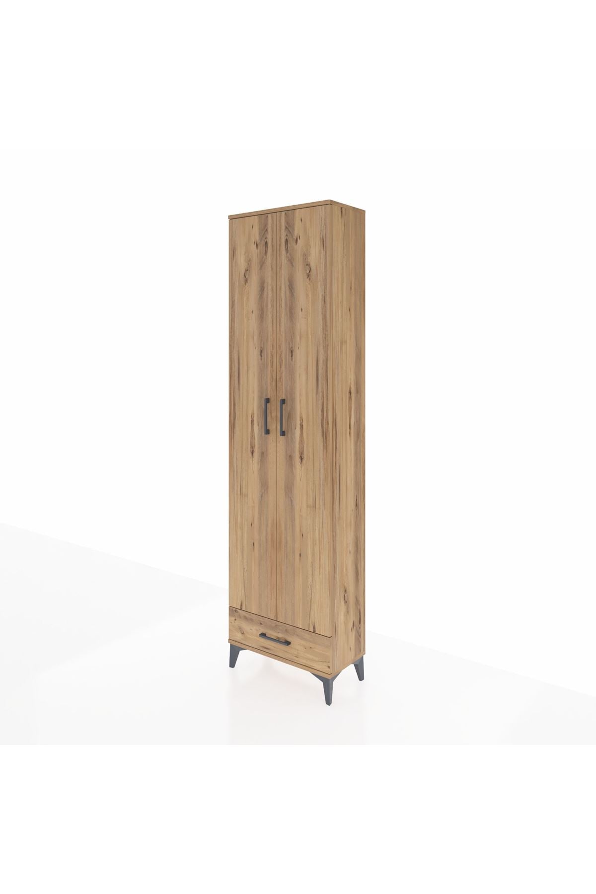 Arges Dolap 3 Raflı Tek Çekmeceli Tek Askılı 60x30x221 Çam-Çam