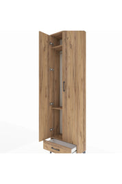 Arges Dolap 3 Raflı Tek Çekmeceli Tek Askılı 60x30x221 Çam-Çam