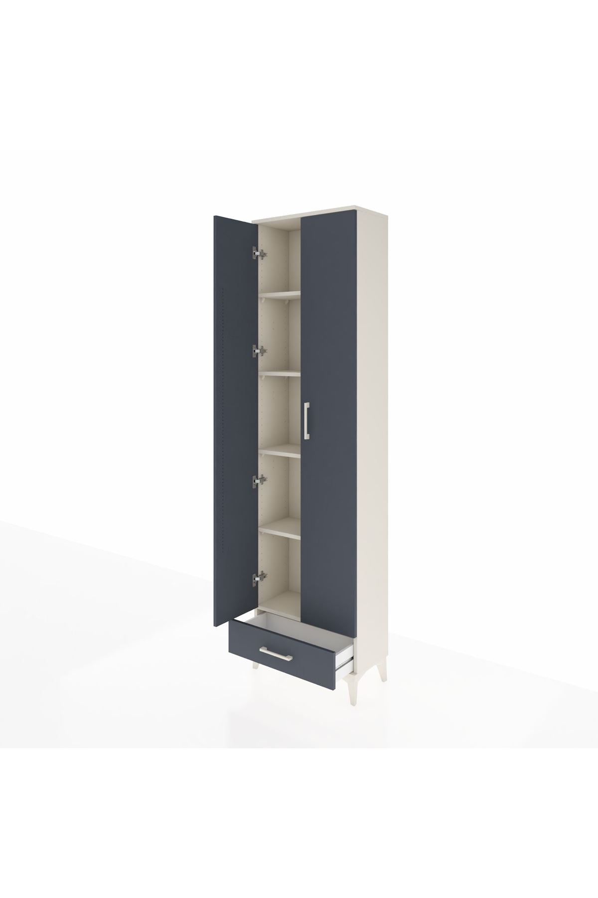 Arges Dolap 5 Raflı Tek Çekmeceli 2 Kapaklı 60x30x221 Aytaşı-Antrasit