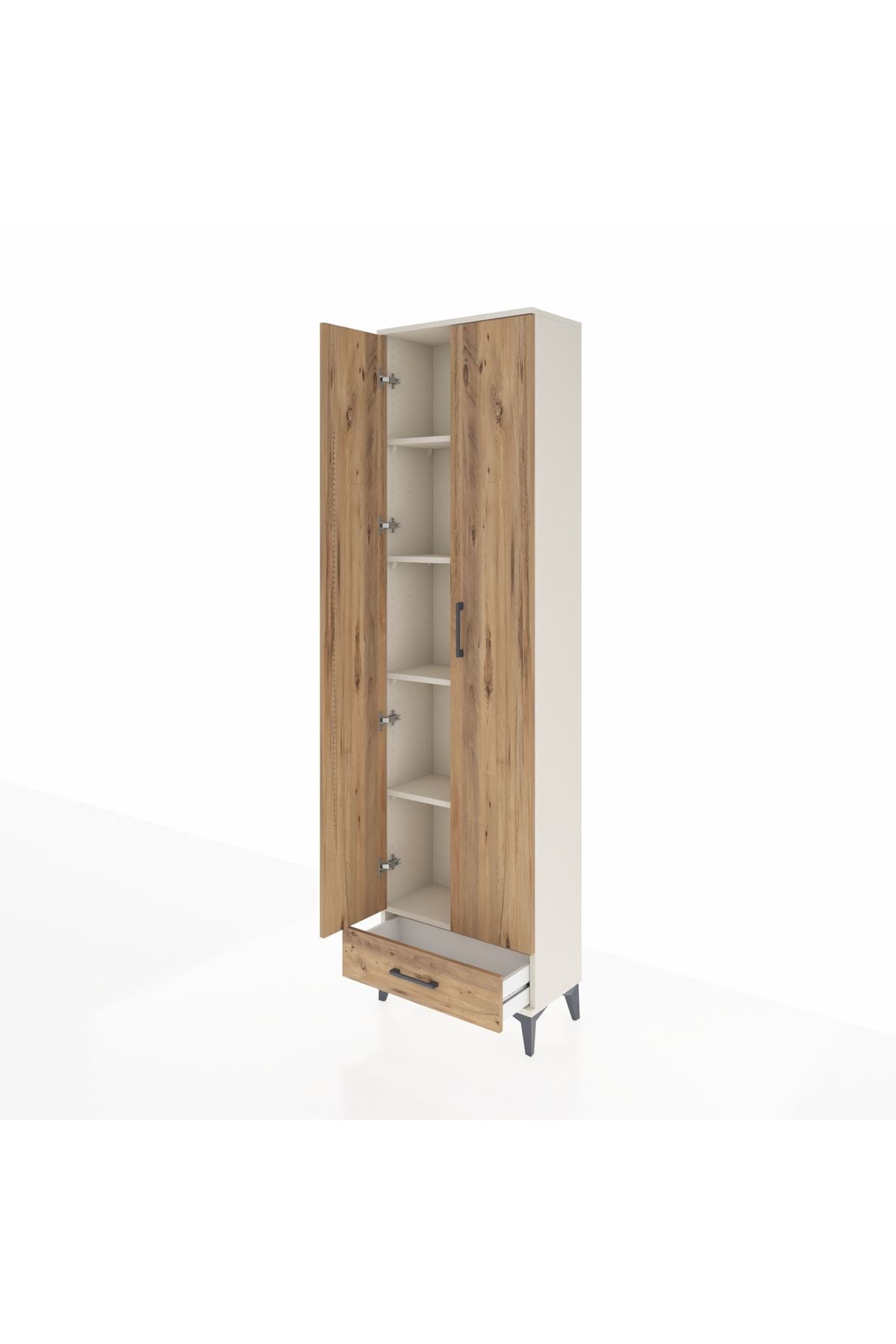 Arges Dolap 5 Raflı Tek Çekmeceli 2 Kapaklı 60x30x221 Aytaşı-Çam