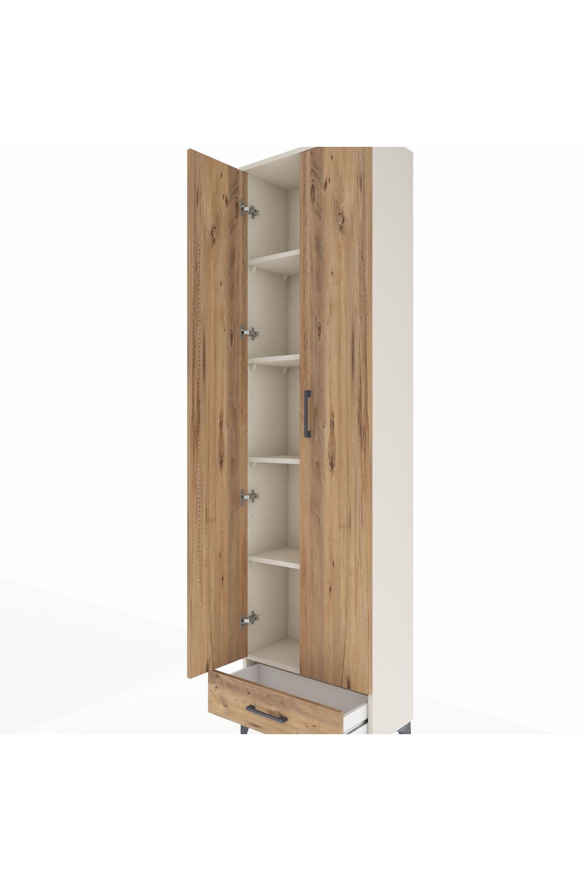 Arges Dolap 5 Raflı Tek Çekmeceli 2 Kapaklı 60x30x221 Aytaşı-Çam